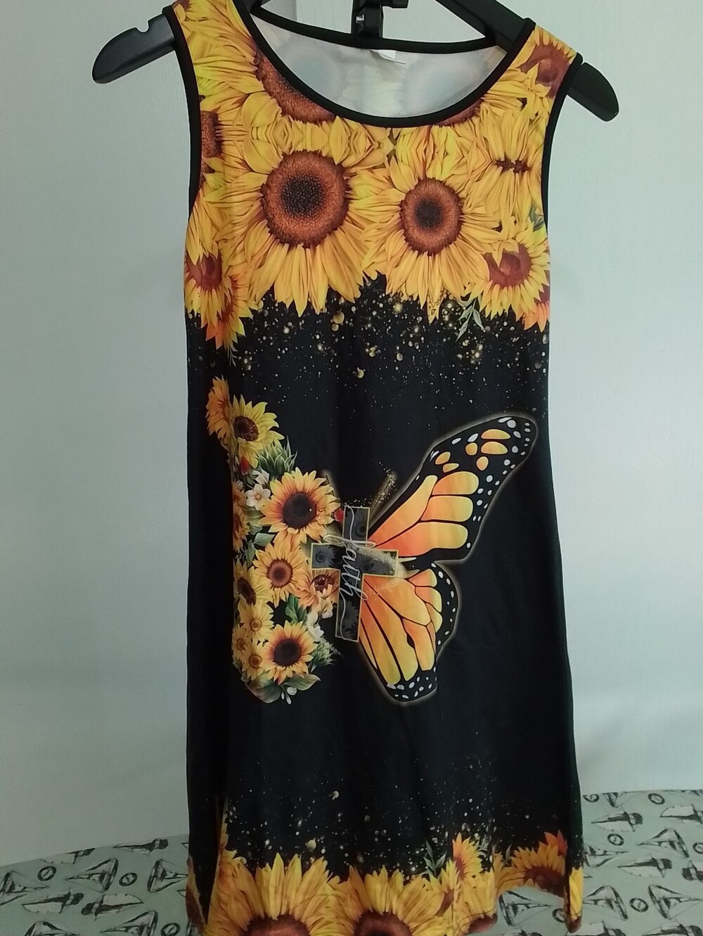 SHEIN Yellow Sunflower & Butterfly Tank Dress